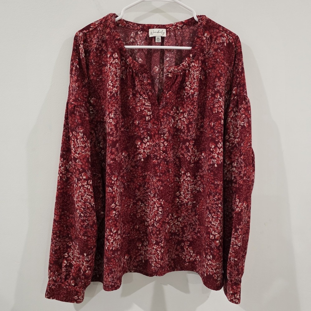 Wonderly Womens Top Size XXL Garden Floral Fairy Popover Boho Cottage